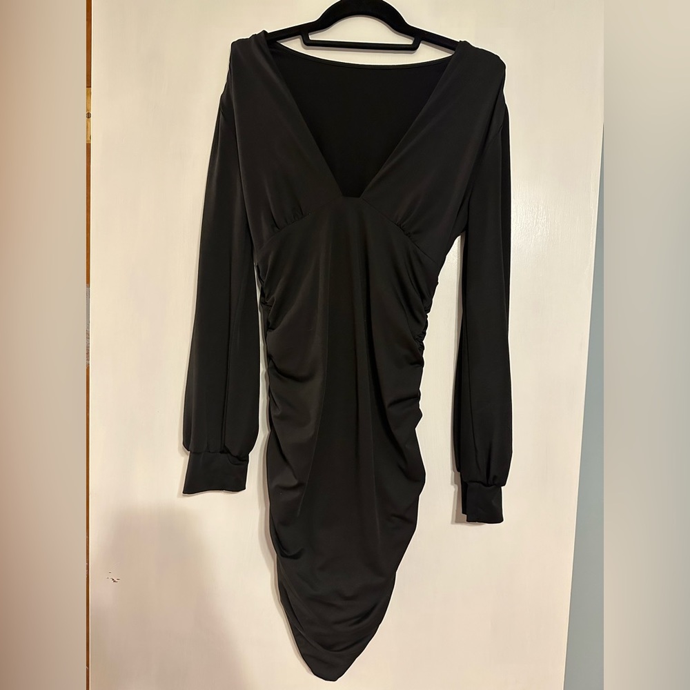 Amazon mini dress, size S, ruched bodycon